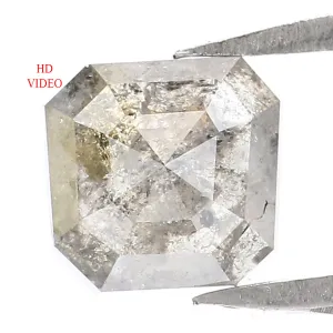 0.97 CT Natural Loose Radiant Shape Diamond Salt And Pepper Radiant Diamond 5.60 MM Natural Black Grey Color Radiant Rose Cut Diamond KQ723