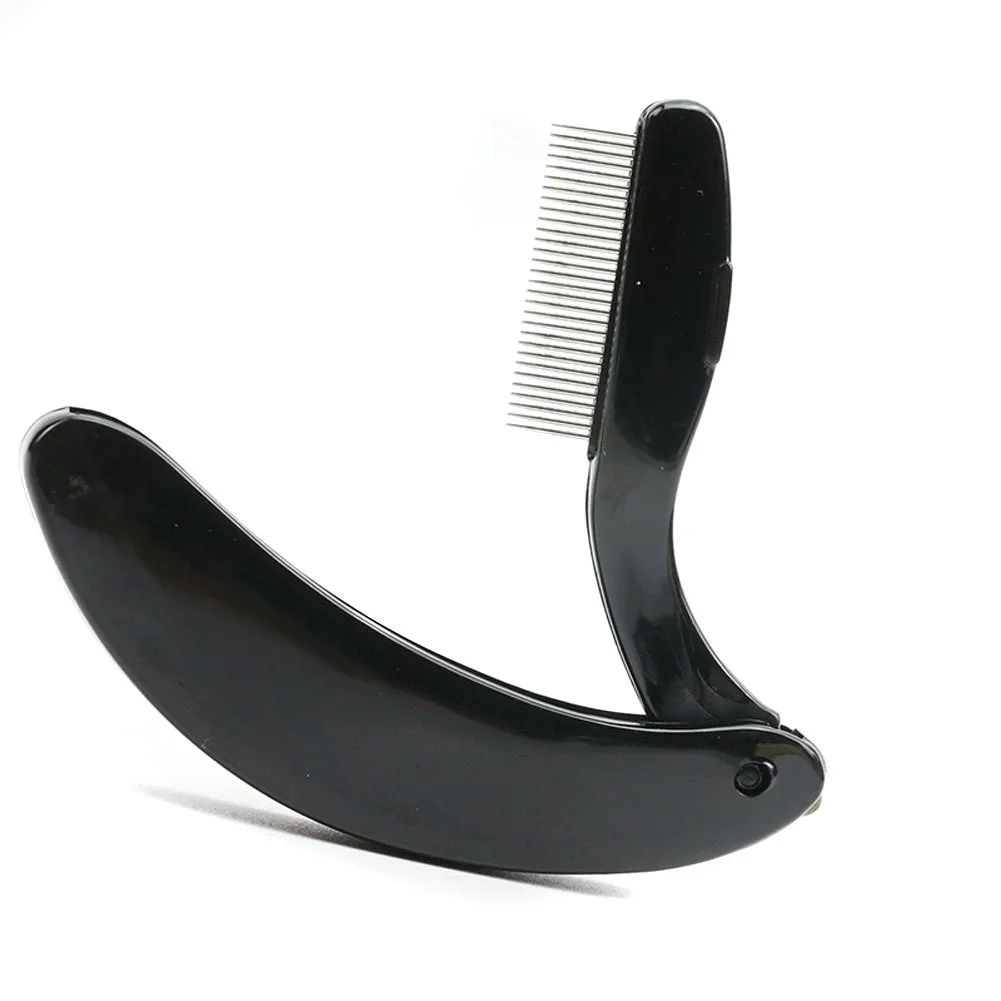 1 Pcs Foldable Stainless Steel Teeth Lash Comb Eyebrow Shaper Mascara Comb Eyebrow Comb Makeup Tools Beauty Care(Black)