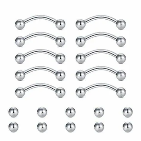 1 x Clear 16g 10mm Basic 316L Surgical Steel Eyebrow Rook Ear Piercings