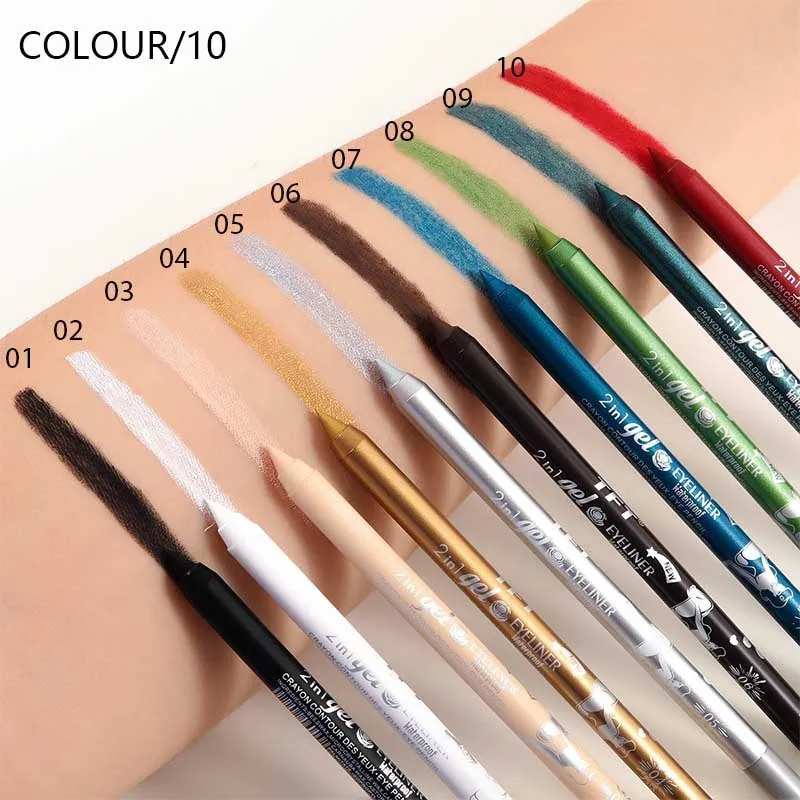 10 Colors Long-lasting Eye Liner Pencil Waterproof Pigment Green Brown Black Eyeiner Pen Women Fashion Eye Makeup Cosmetic TSLM1