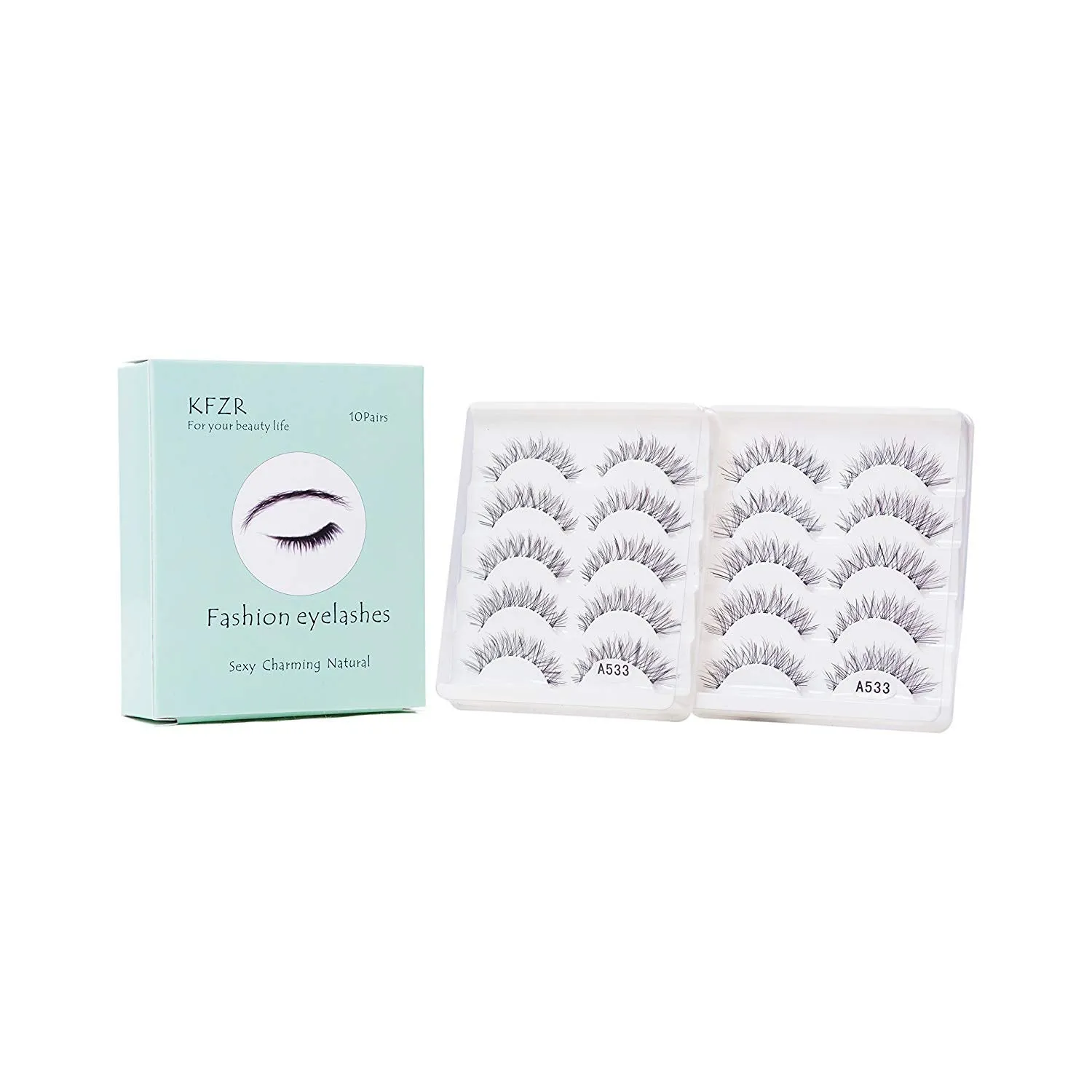 10 Pairs False Lashes Eyelashes Natural Look Handmade Crisscross 3D Reusable Black 10Pairs A533