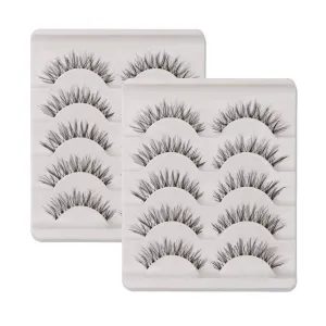 10 Pairs False Lashes Eyelashes Natural Look Handmade Crisscross 3D Reusable Black 10Pairs A533