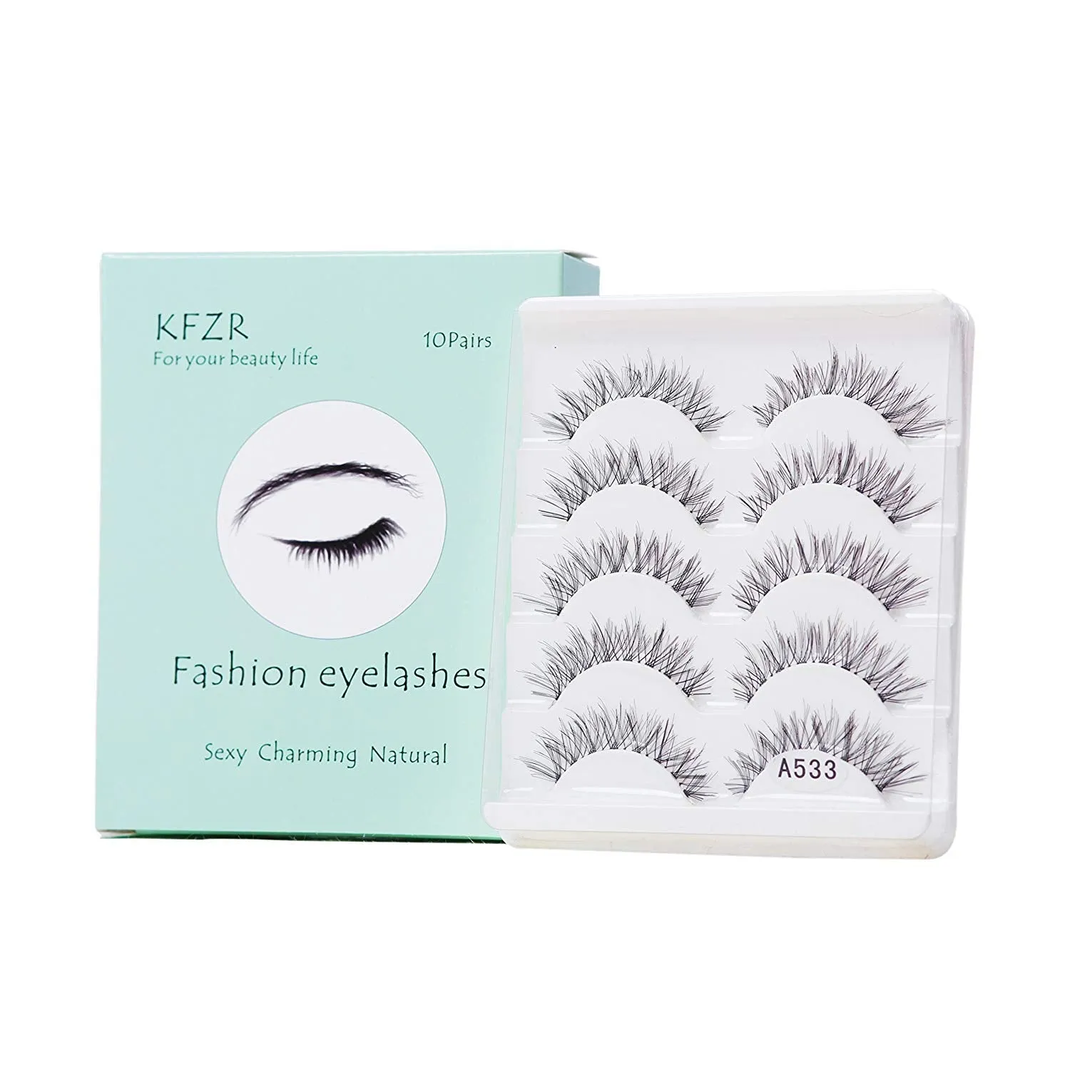 10 Pairs False Lashes Eyelashes Natural Look Handmade Crisscross 3D Reusable Black 10Pairs A533