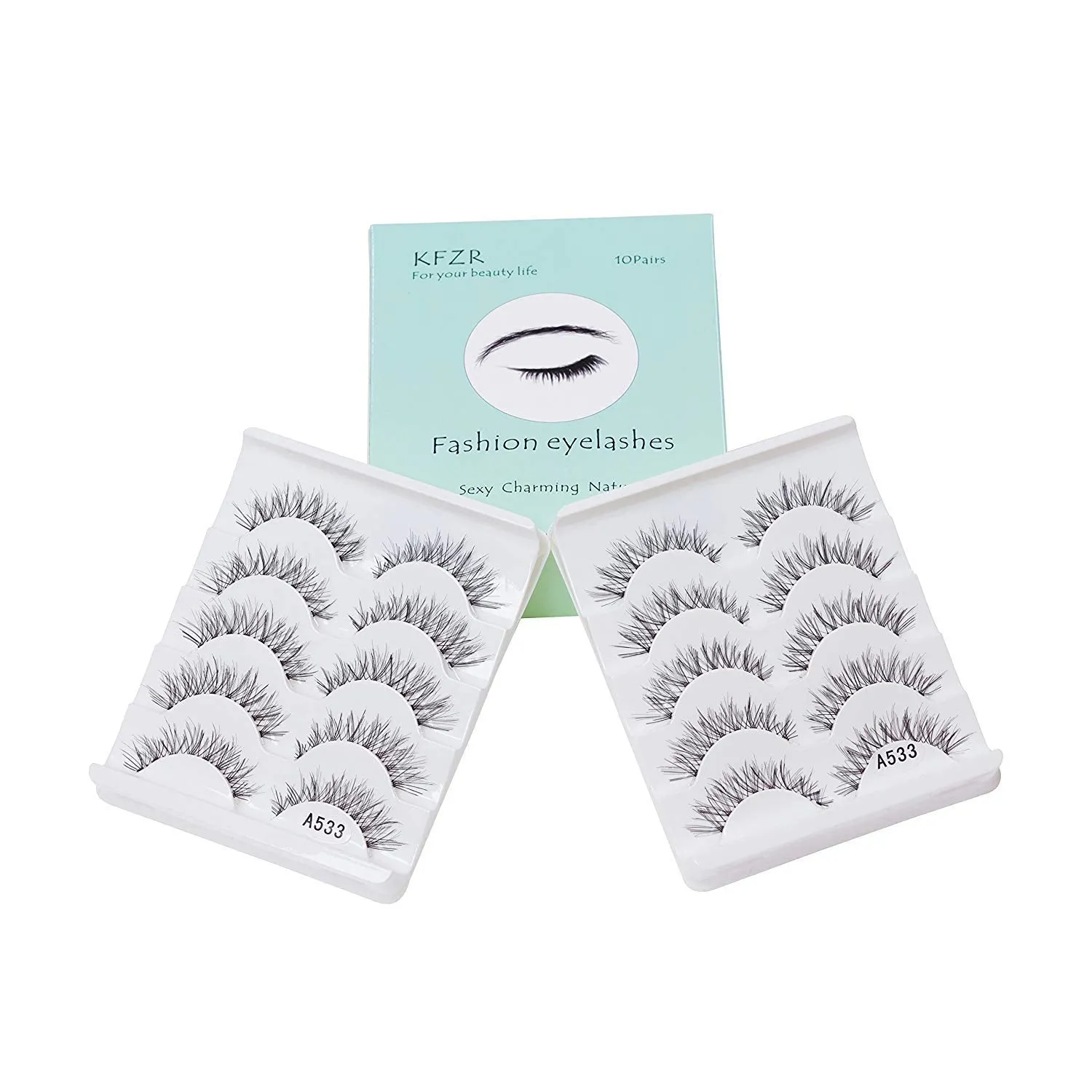10 Pairs False Lashes Eyelashes Natural Look Handmade Crisscross 3D Reusable Black 10Pairs A533