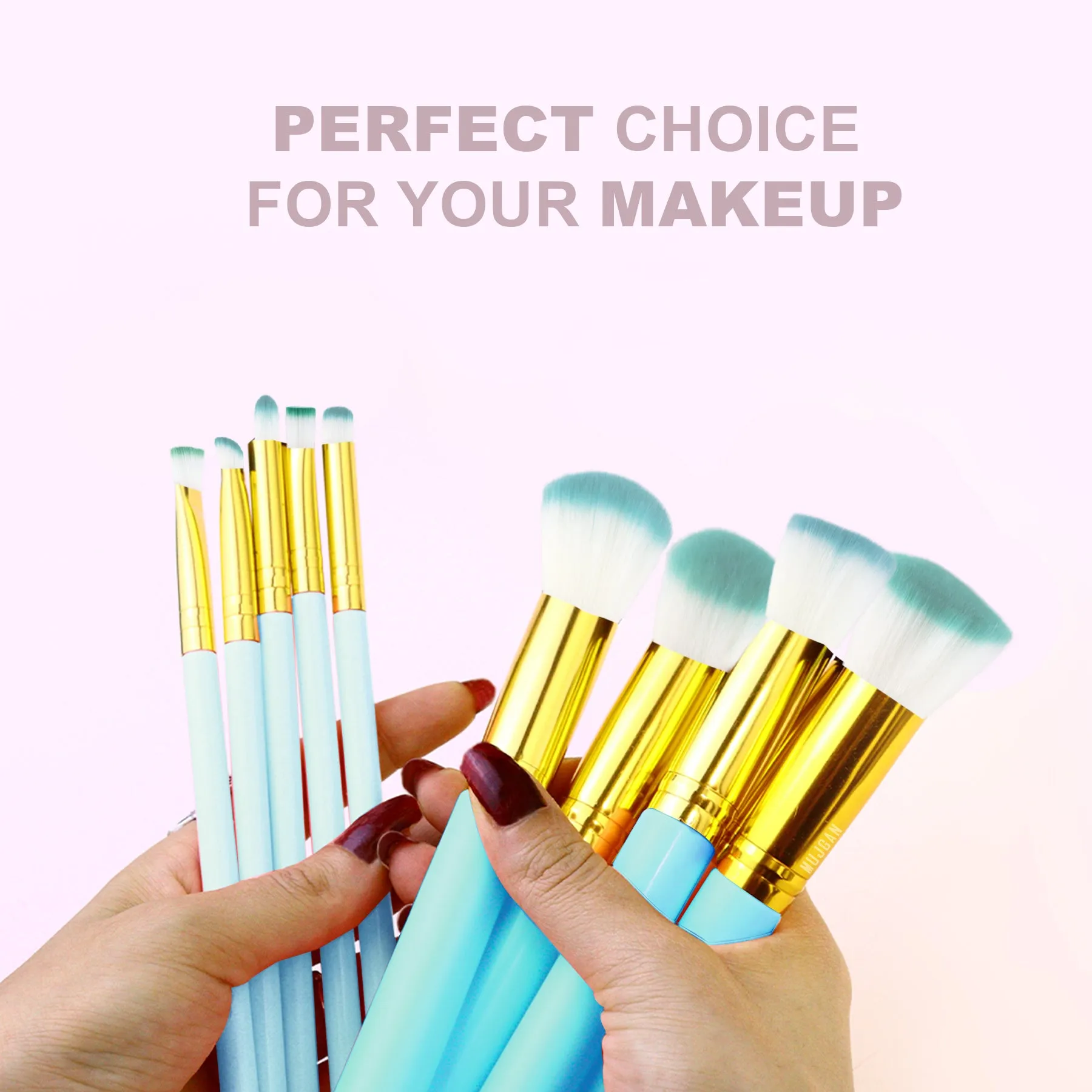 10 PCS Professional Makeup Brush Set (Green)