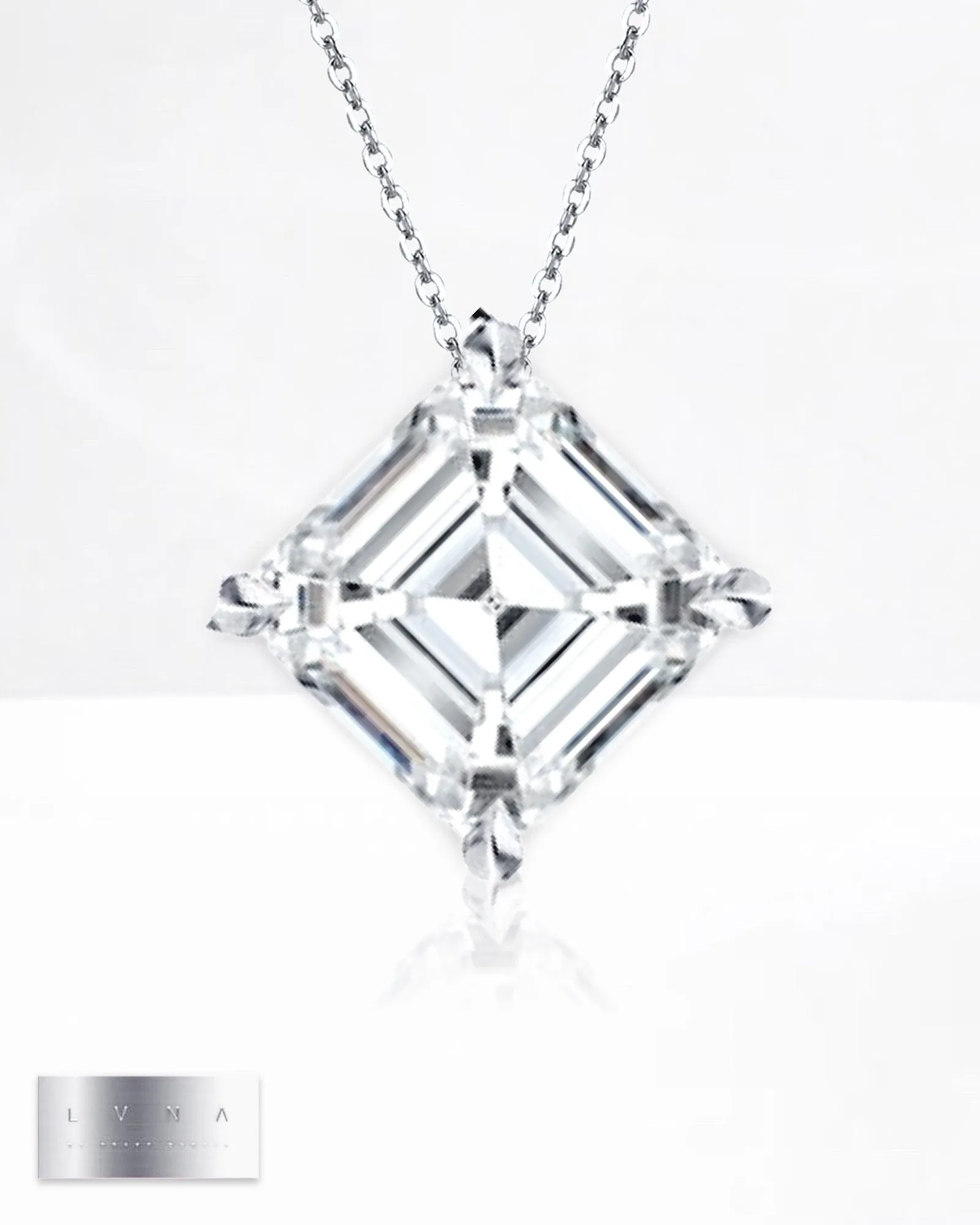 10.02ct G VS1 Asscher Cut Center Solitaire Diamond Necklace 18kt IGI Certified