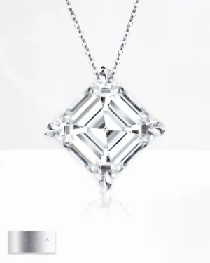 10.02ct G VS1 Asscher Cut Center Solitaire Diamond Necklace 18kt IGI Certified