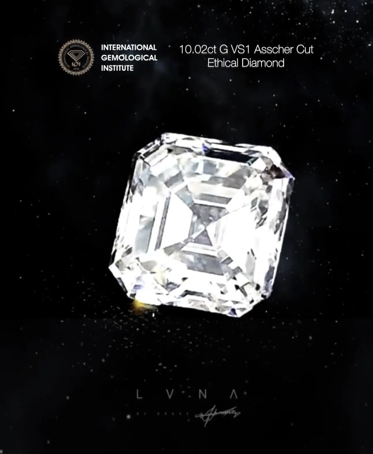 10.02ct G VS1 Asscher Cut Center Solitaire Diamond Necklace 18kt IGI Certified