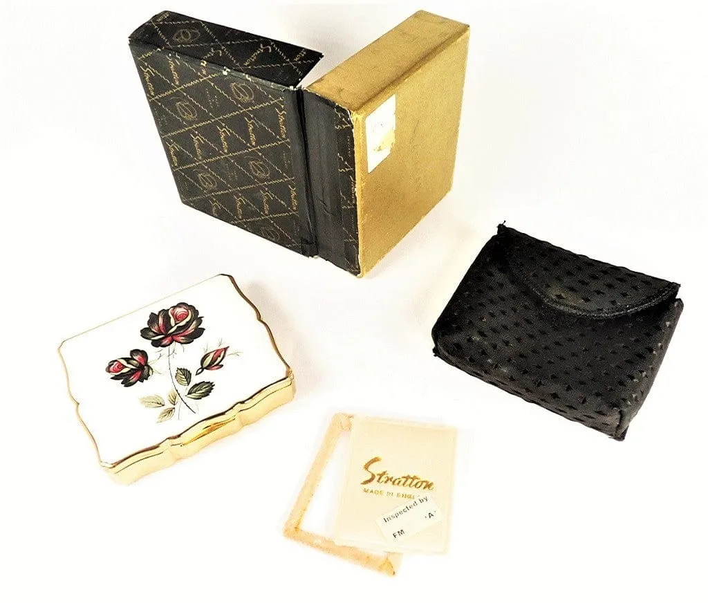 1950s Stratton Musica Music Box Plays Swedish Rhapsody Very Well Red Black Rose Design