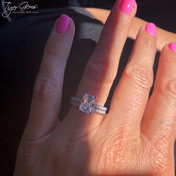 2 ctw Radiant Accented Solitaire Set