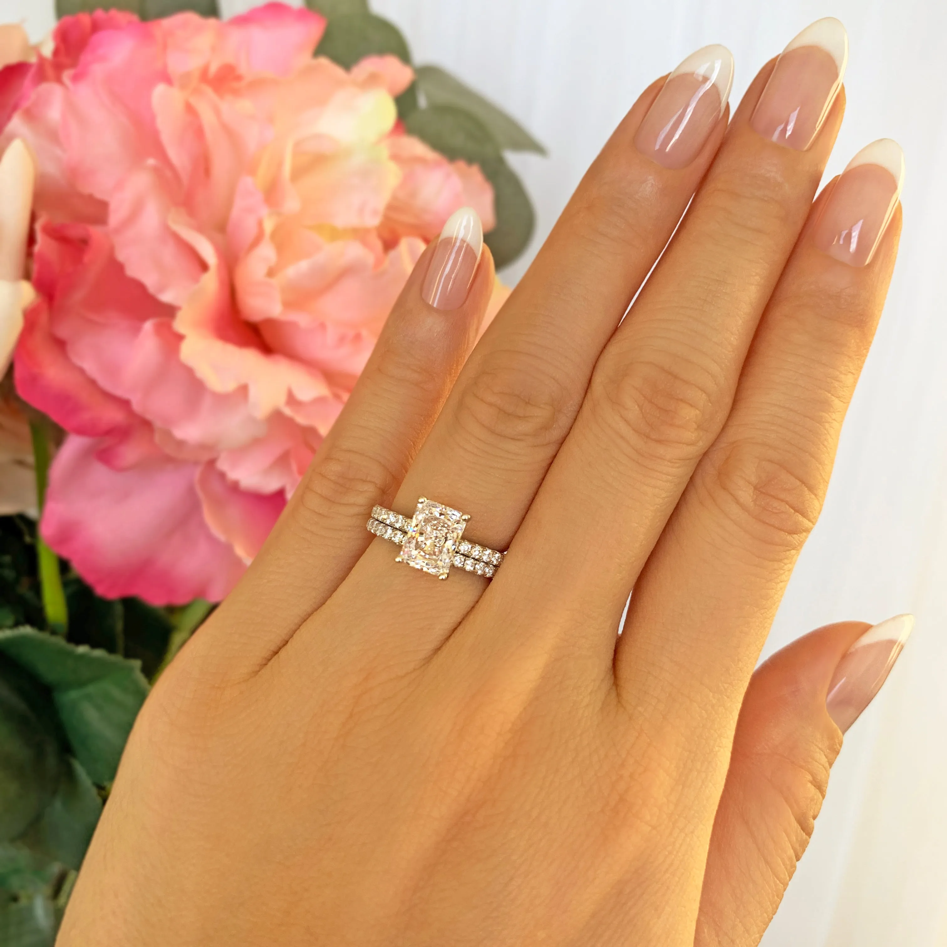 2 ctw Radiant Accented Solitaire Set