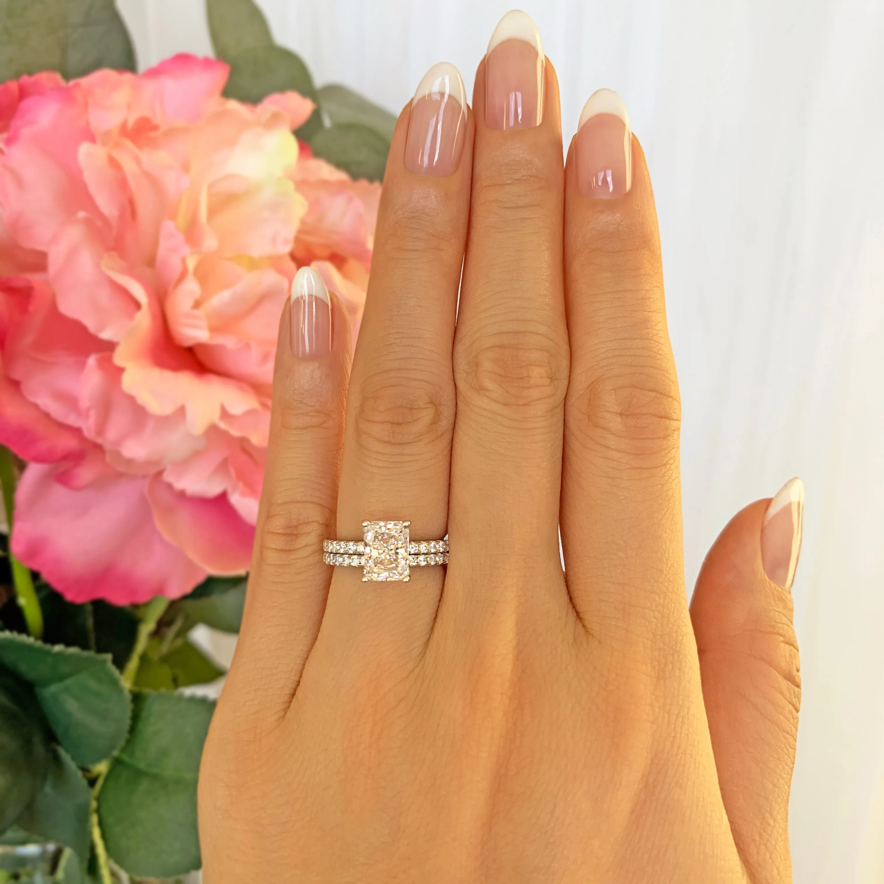 2 ctw Radiant Accented Solitaire Set