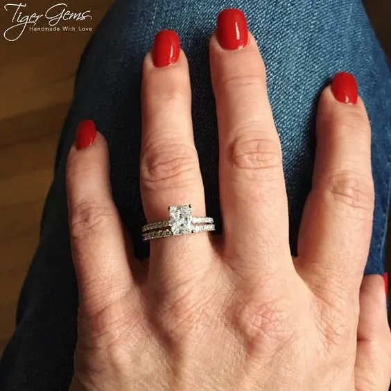 2 ctw Radiant Accented Solitaire Set