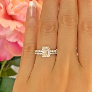 2 ctw Radiant Accented Solitaire Set