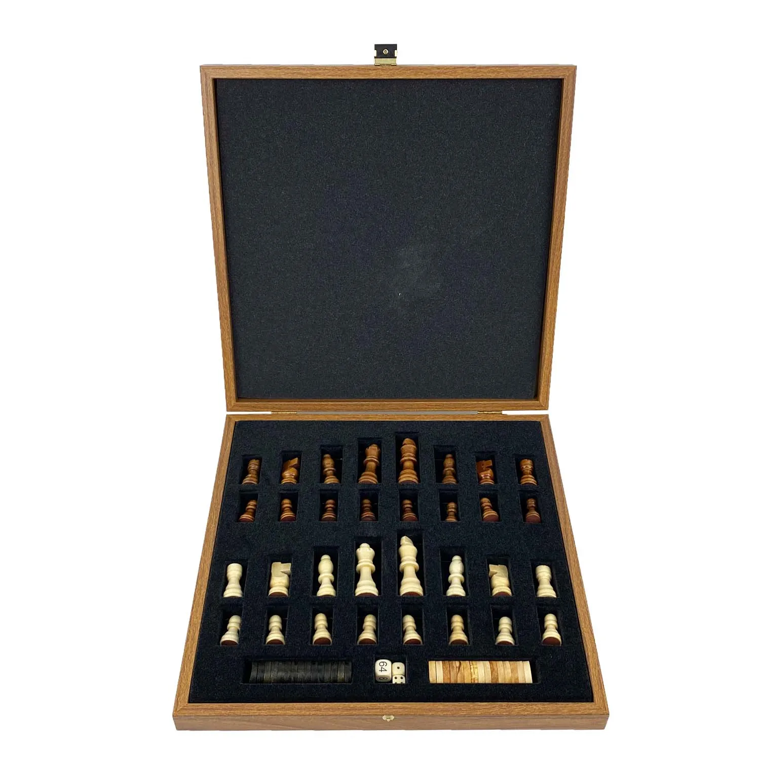 3-IN-1 COMBO GAMES | 41cm | Chess, Backgammon, Checkers | CLASSIC | Handmade Walnut Replica Wooden Case | STP36E