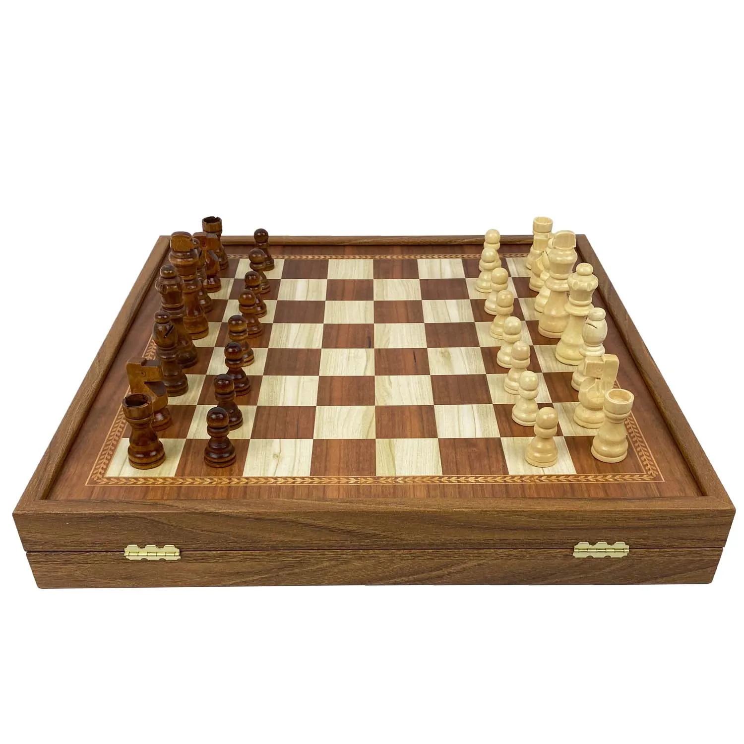 3-IN-1 COMBO GAMES | 41cm | Chess, Backgammon, Checkers | CLASSIC | Handmade Walnut Replica Wooden Case | STP36E