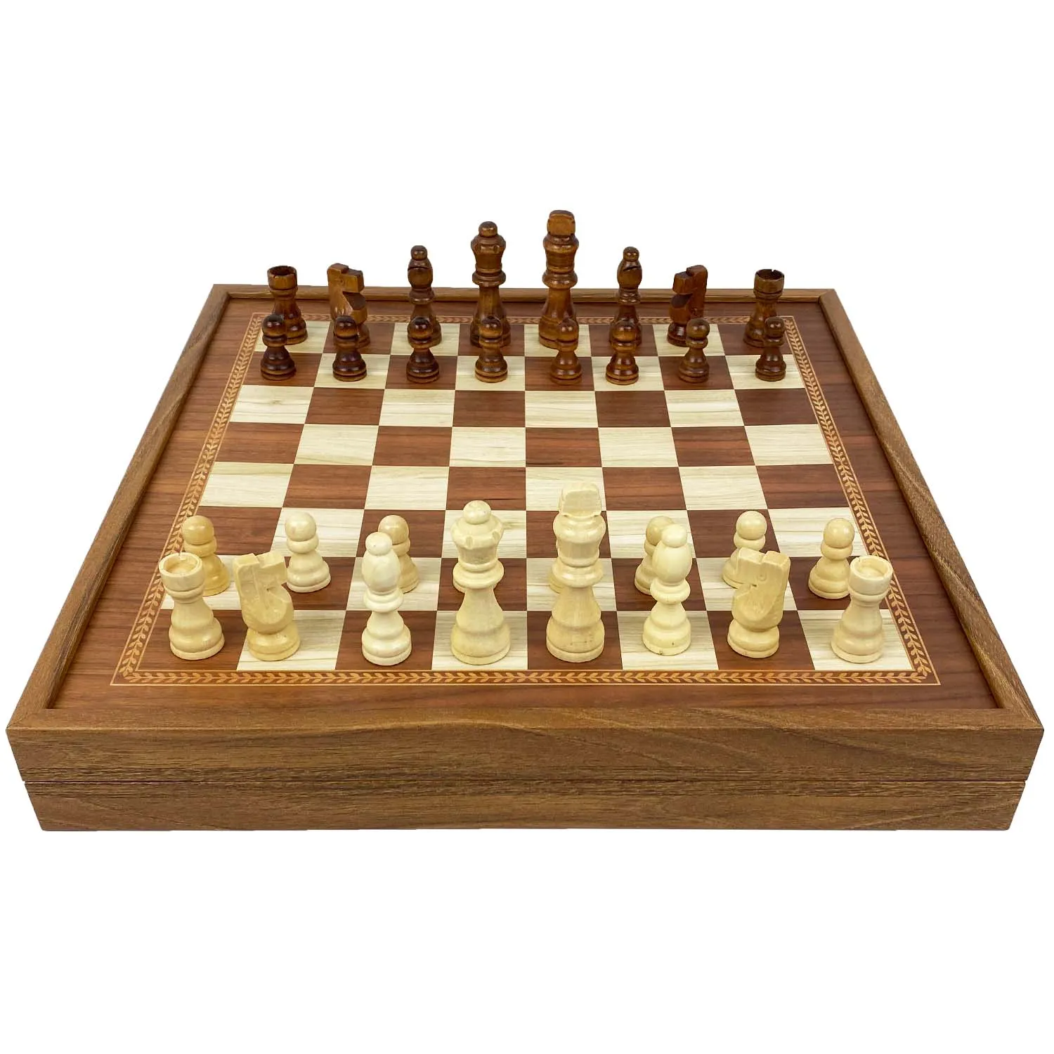 3-IN-1 COMBO GAMES | 41cm | Chess, Backgammon, Checkers | CLASSIC | Handmade Walnut Replica Wooden Case | STP36E