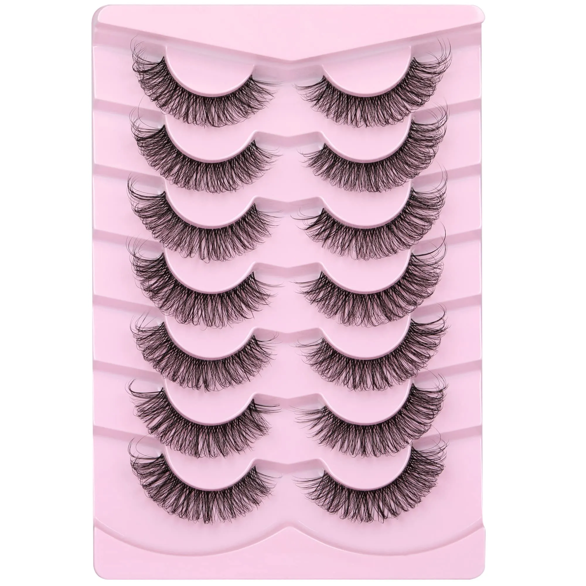 3D False Eyelashes Natural Look Lashes Cat Eye Lashes with Clear Band Fluffy Wispy Faux Mink Eyelashes 16mm Strip Lashes by Focipeysa