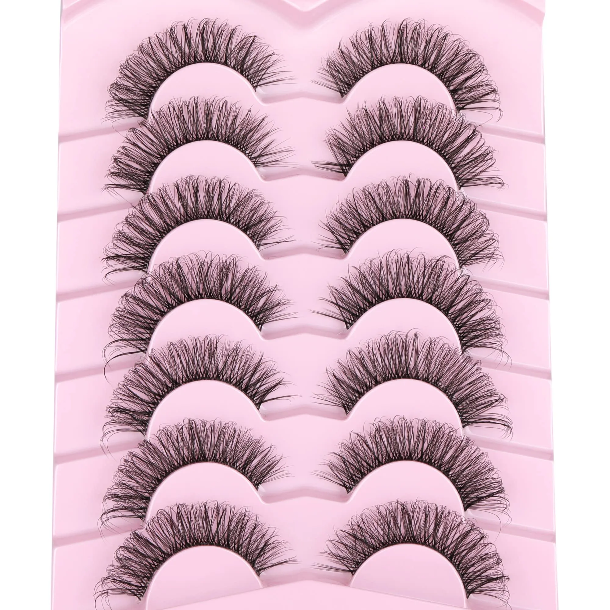 3D False Eyelashes Natural Look Lashes Cat Eye Lashes with Clear Band Fluffy Wispy Faux Mink Eyelashes 16mm Strip Lashes by Focipeysa