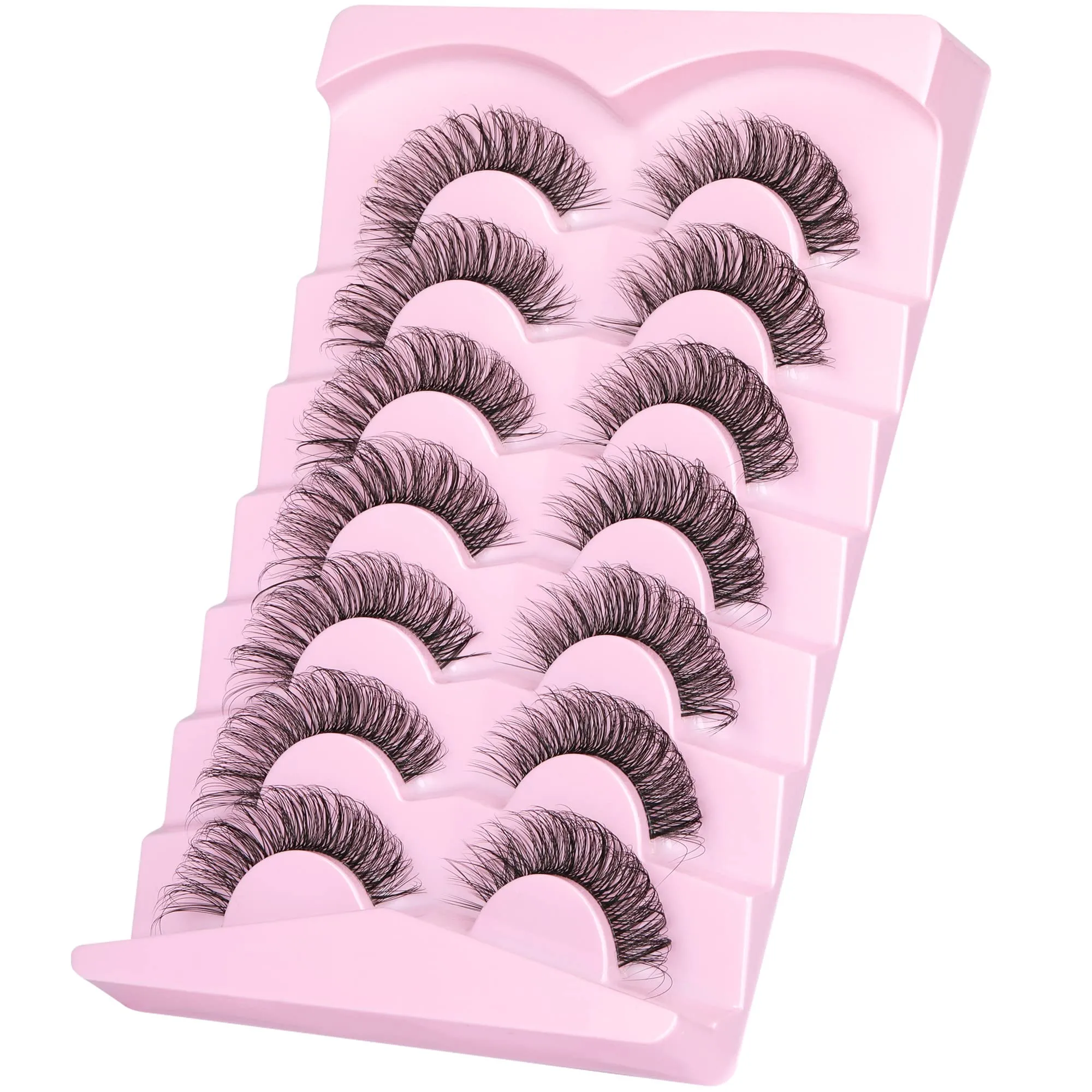 3D False Eyelashes Natural Look Lashes Cat Eye Lashes with Clear Band Fluffy Wispy Faux Mink Eyelashes 16mm Strip Lashes by Focipeysa