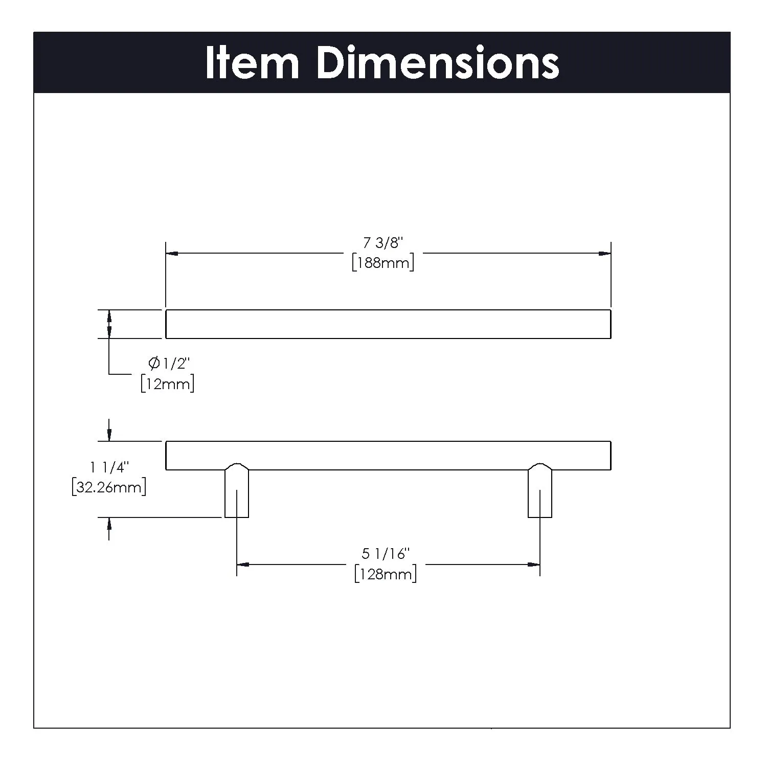 5-1/16 Inch (128mm) Center to Center Heritage Designs Contemporary Bar Pull (10-Pack)