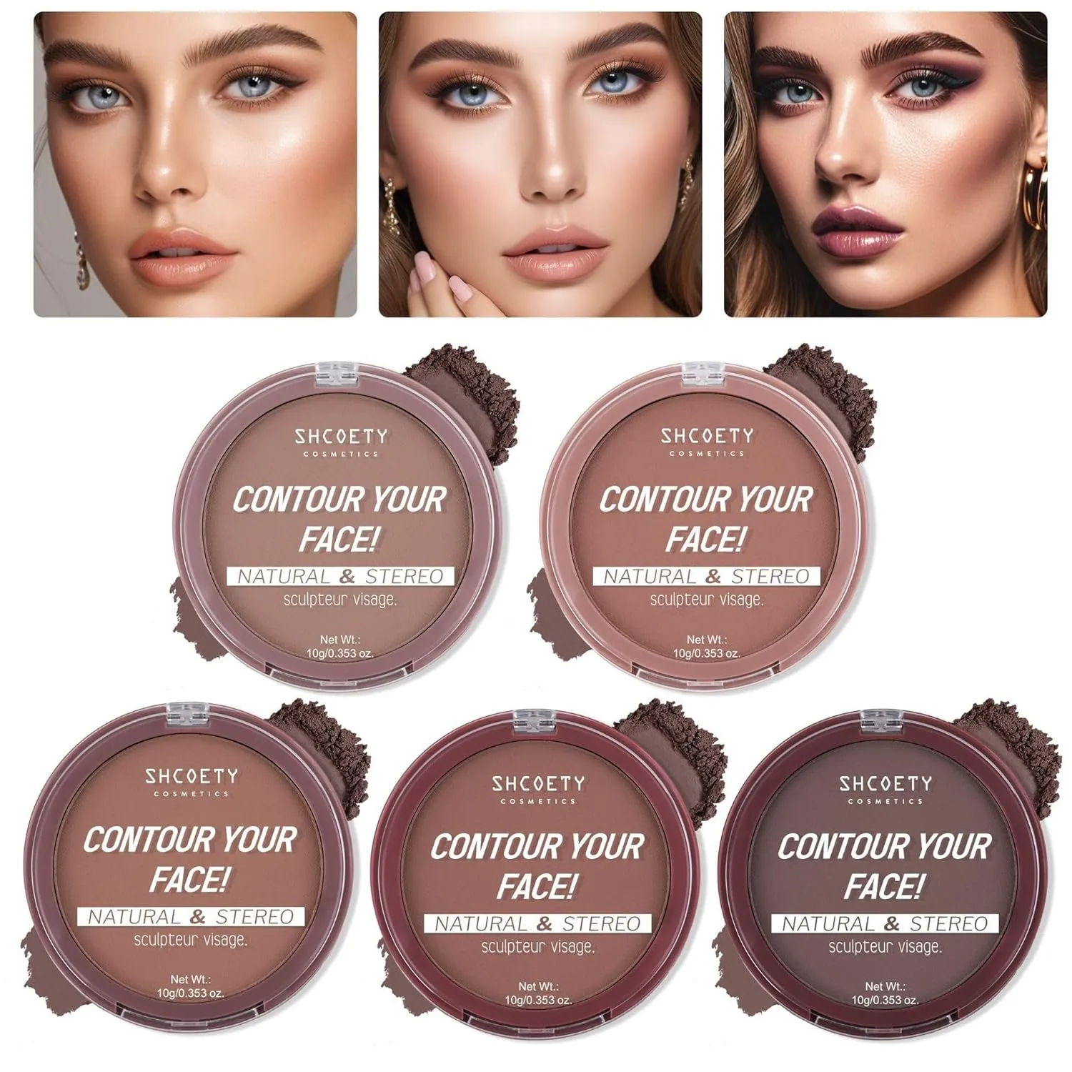 5 Color Contouring Powder Matte Long Lasting Waterproof Oil Control Loose Powder Non-sticking Powder Non-Removing Makeup Foundation (SH8024-02, 0.353oz)