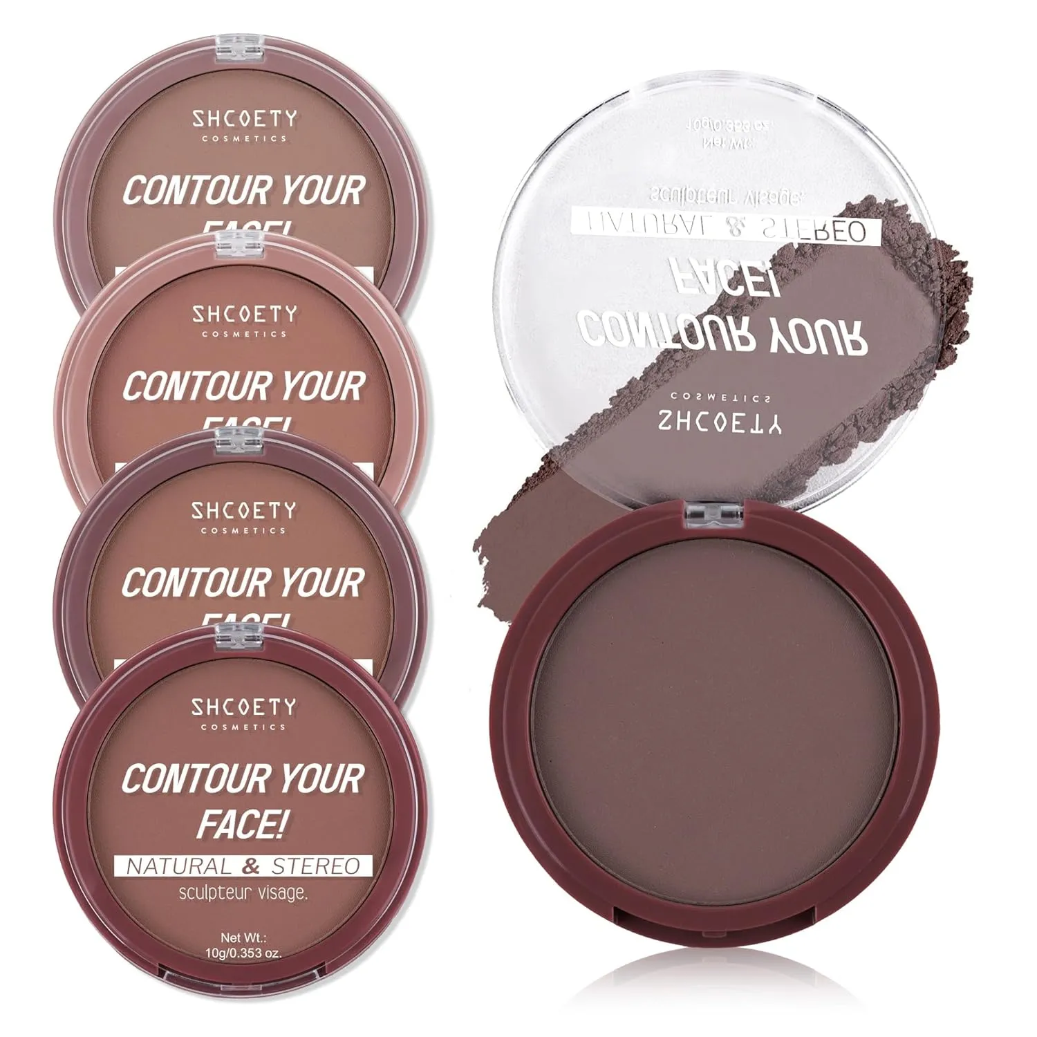 5 Color Contouring Powder Matte Long Lasting Waterproof Oil Control Loose Powder Non-sticking Powder Non-Removing Makeup Foundation (SH8024-02, 0.353oz)