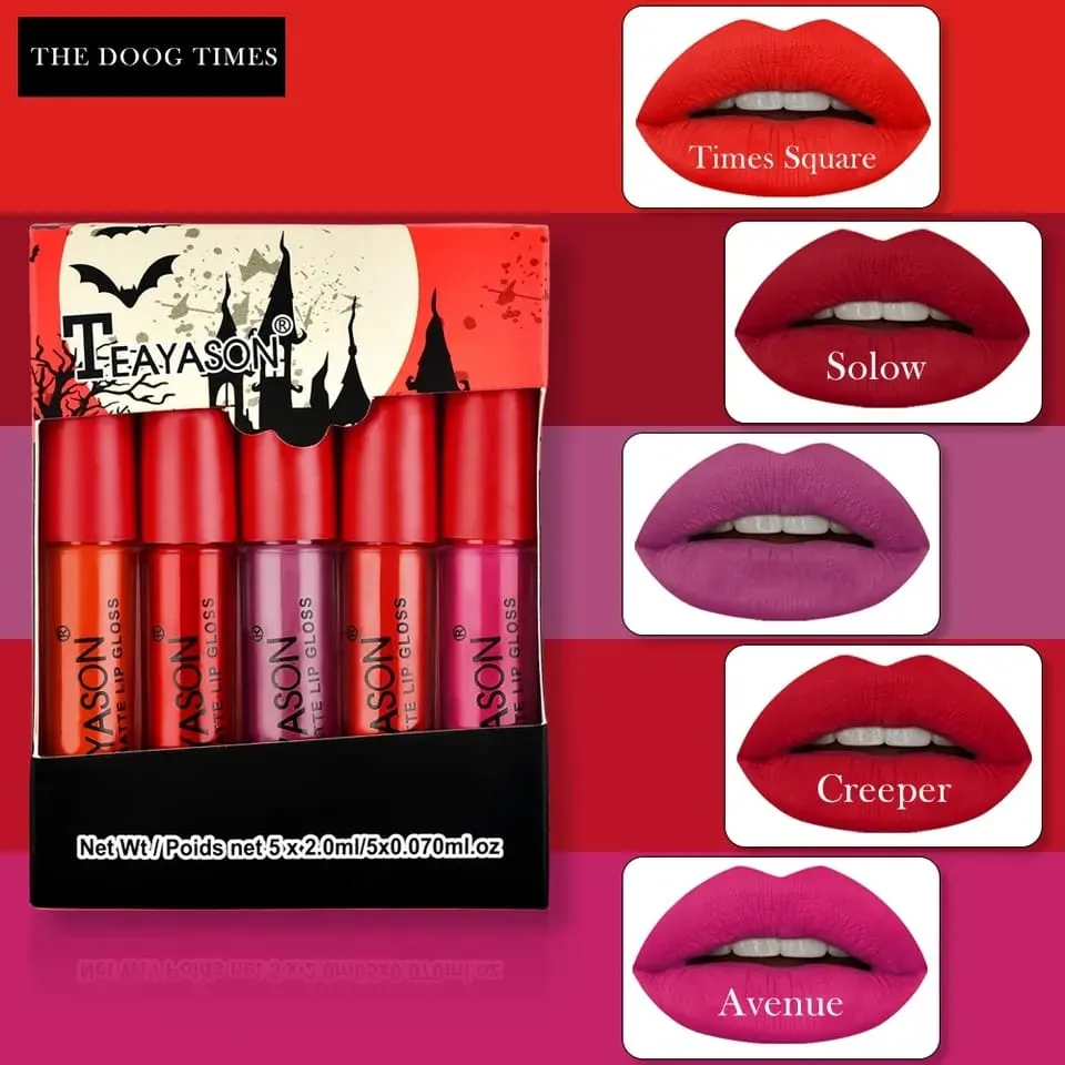 5pcs/set Waterproof Lipstick Sexy Vampire Lip Stick Matte Velvet Lipstick Lips Makeup Cosmetics Labiales Matte