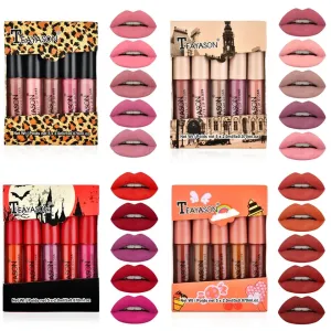 5pcs/set Waterproof Lipstick Sexy Vampire Lip Stick Matte Velvet Lipstick Lips Makeup Cosmetics Labiales Matte