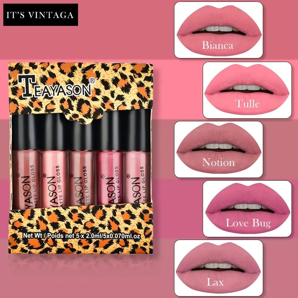 5pcs/set Waterproof Lipstick Sexy Vampire Lip Stick Matte Velvet Lipstick Lips Makeup Cosmetics Labiales Matte