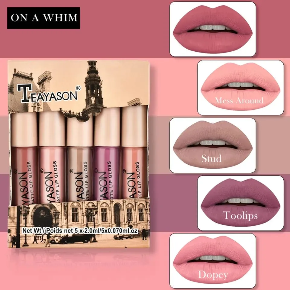 5pcs/set Waterproof Lipstick Sexy Vampire Lip Stick Matte Velvet Lipstick Lips Makeup Cosmetics Labiales Matte