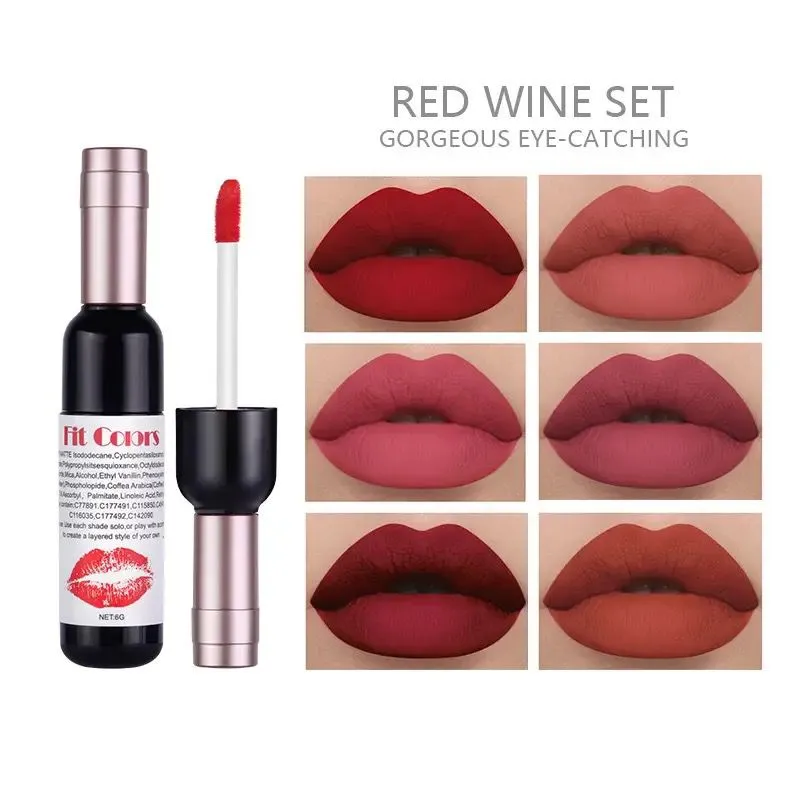 6 Pc Set LEKOFO Trendy LIp Gloss Nude Matte Lipstick Waterproof Long Lasting Women Red Lip Tint Velvet Lip Glaze Makeup Cosmetics