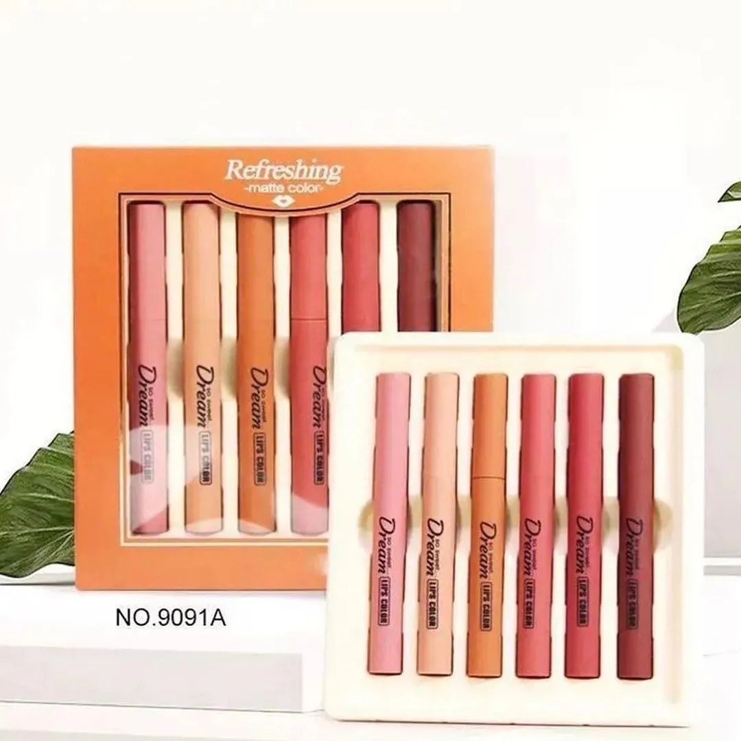 6pcs Velvet Matte Lipstick Set Moisturizing Waterproof Non-stick Long-lasting Lipstick Set