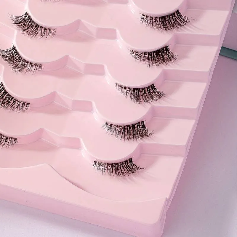 7 pairs - Faux Mink Transparent Half Lashes (Natural Style)