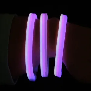 8 Inch Triple Wide Glow Bracelets - White Pink Purple