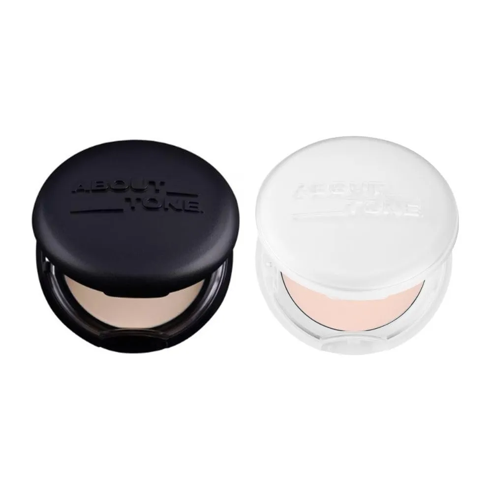 [ABOUT TONE] Blur Powder Pact (02 LIGHT)   Sebum Cut Powder Pact BUNDLE SET/Pressed Powder Pact with Mirror and Puff, Face Makeup Setting Powder, Finishing Powder with Sebum Control, Vegan