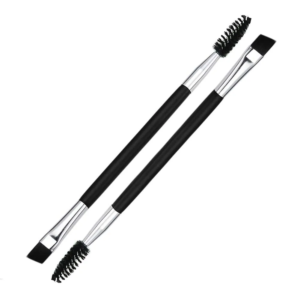 AKOAK 3 Pcs Double-headed Eyebrow Brush, Eyelash Brush, One Side Bevel Eyebrow Powder Brush and the Other Spiral Brush Beauty Tool Makeup Brush, Suitable for Eye Makeup