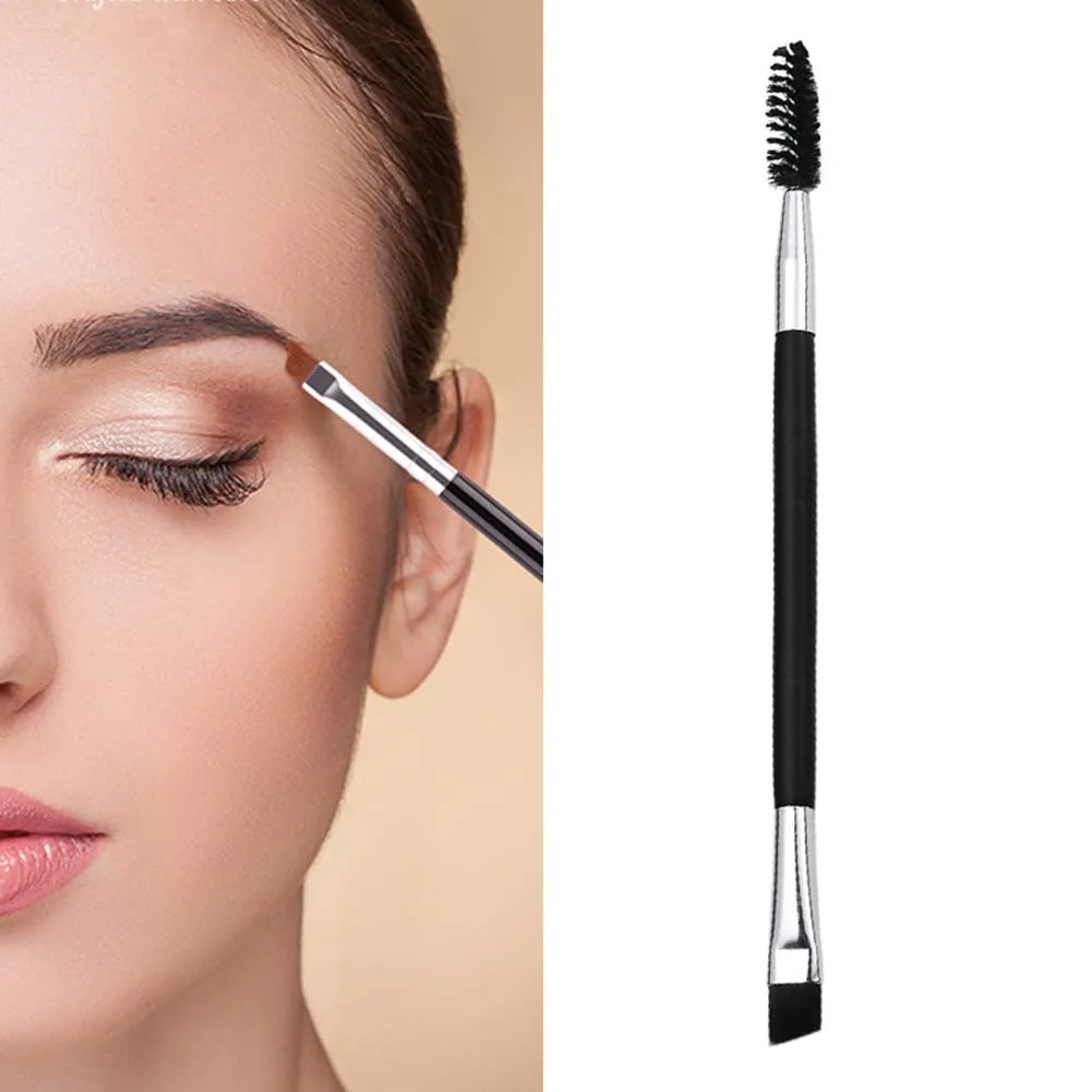 AKOAK 3 Pcs Double-headed Eyebrow Brush, Eyelash Brush, One Side Bevel Eyebrow Powder Brush and the Other Spiral Brush Beauty Tool Makeup Brush, Suitable for Eye Makeup