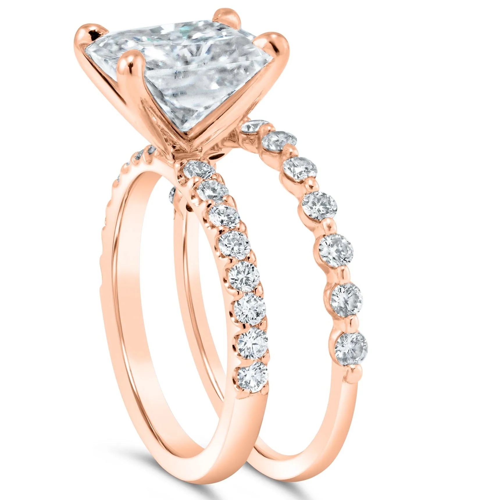 Ally | Radiant Moissanite Engagement Ring Set