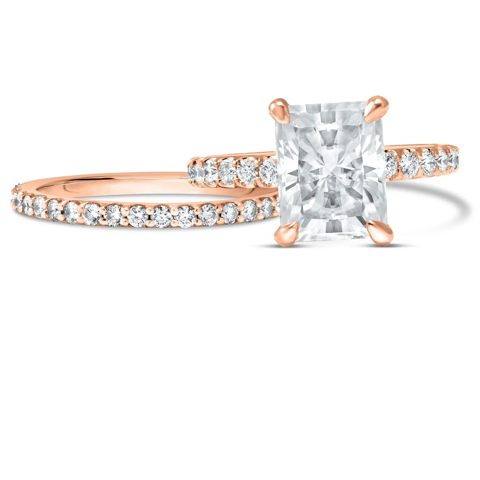 Ally | Radiant Moissanite Engagement Ring Set