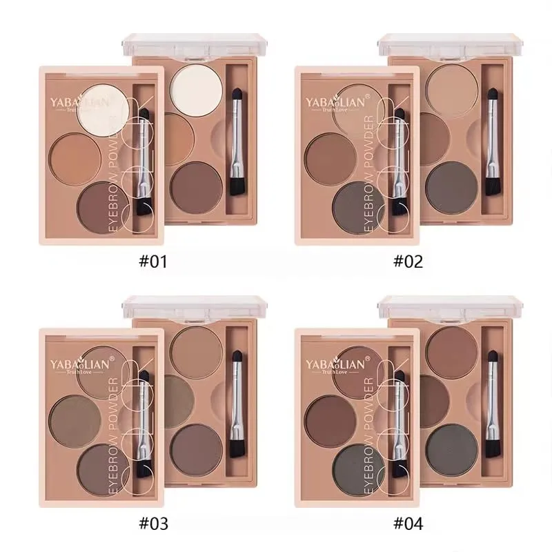 AMAKO Tri-Color Eyebrow Powder Women Waterproof Sweatproof Lasting Tri-Color Palette Women Waterproof Eyebrow Pencil Natural Grooming (01#)