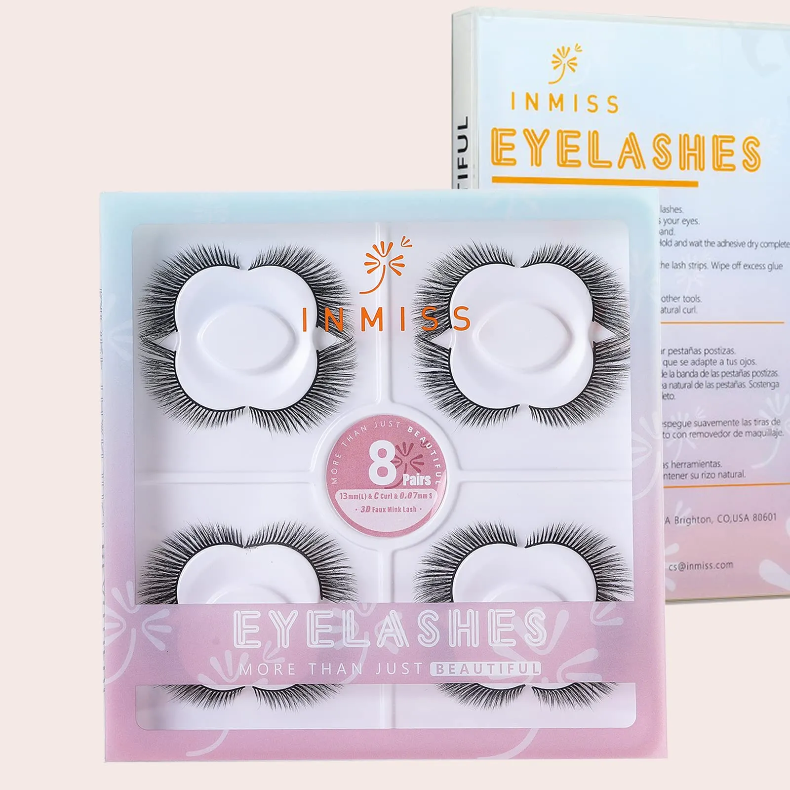 Angel Lashes Cat Eye Fox Lashes 13mm Short Natural Lashes 3D Faux Mink Thin Volume Wispy Strip Eyelashes 8 Pairs By Inmiss