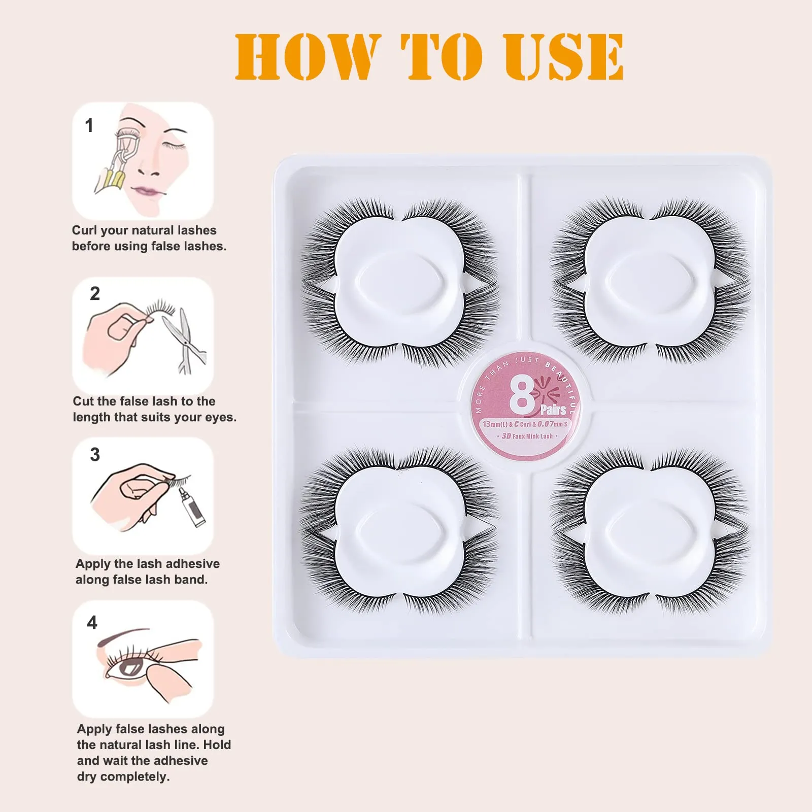 Angel Lashes Cat Eye Fox Lashes 13mm Short Natural Lashes 3D Faux Mink Thin Volume Wispy Strip Eyelashes 8 Pairs By Inmiss