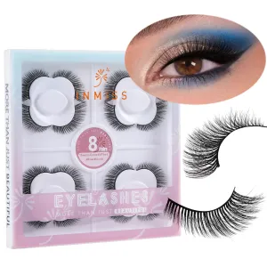 Angel Lashes Cat Eye Fox Lashes 13mm Short Natural Lashes 3D Faux Mink Thin Volume Wispy Strip Eyelashes 8 Pairs By Inmiss