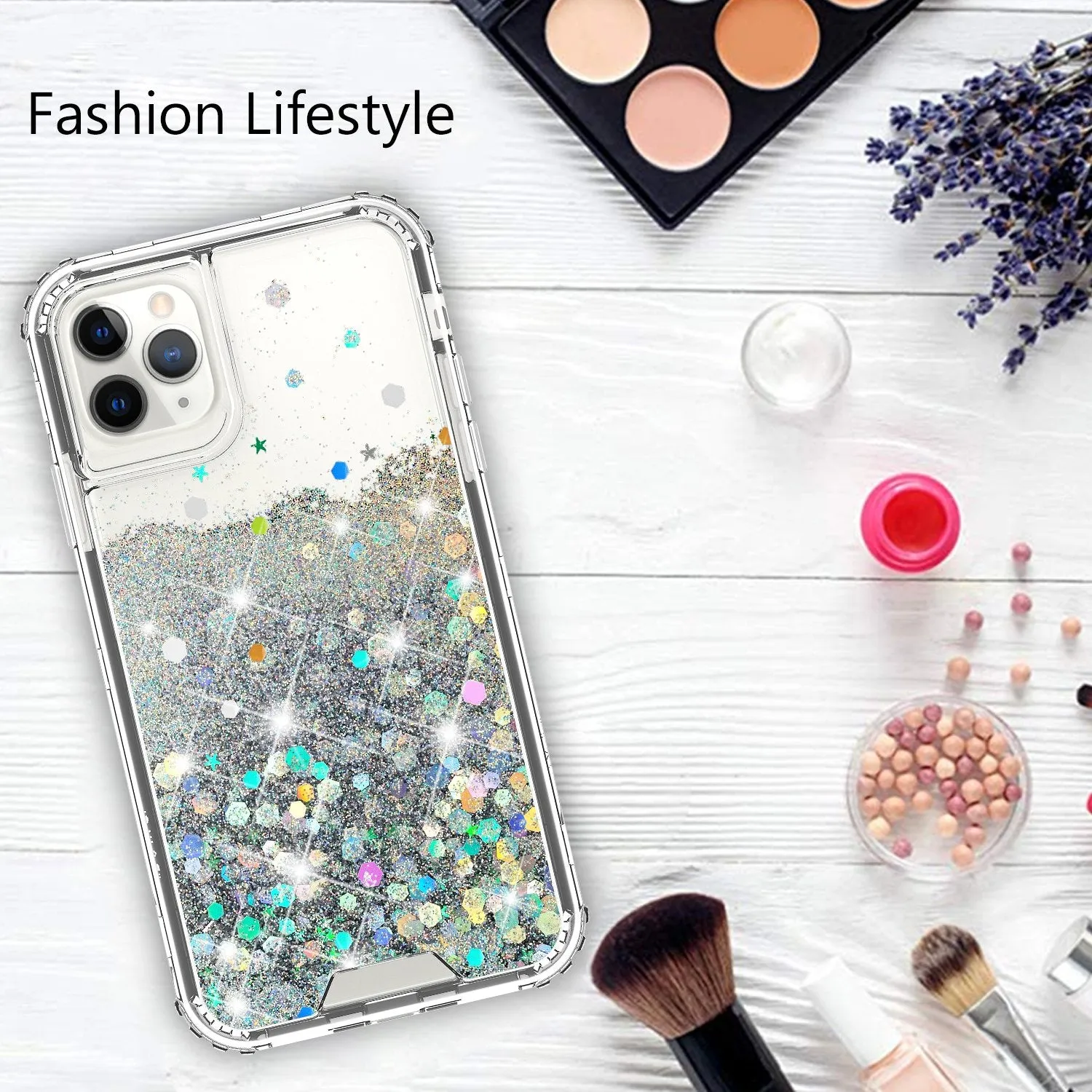 Apple iPhone 11 Pro Case,Hard Clear Glitter Sparkle Flowing Liquid Heavy Duty Shockproof Three Layer Protective Bling Girls Women Cases for Apple iPhone 11 Pro - Clear