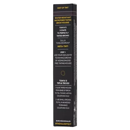 Arches & Halos Microfiber Tinted Brow Mousse - Dark Brown - Soft, Natural Definer Mousse to Shape, Sculpt and Control Eyebrows - Silky, Non-Crunchy, Fast-Setting Texture - Vegan Formula - 0.106 oz