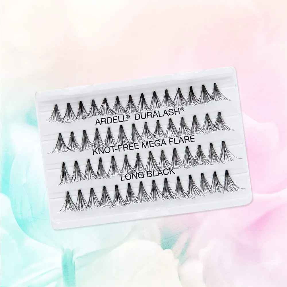 Ardell Individual Lashes Mega Flare - Long Black, Natural Look False Eyelashes, DIY Lash Clusters, Eyelash Extensions, 4 Pack