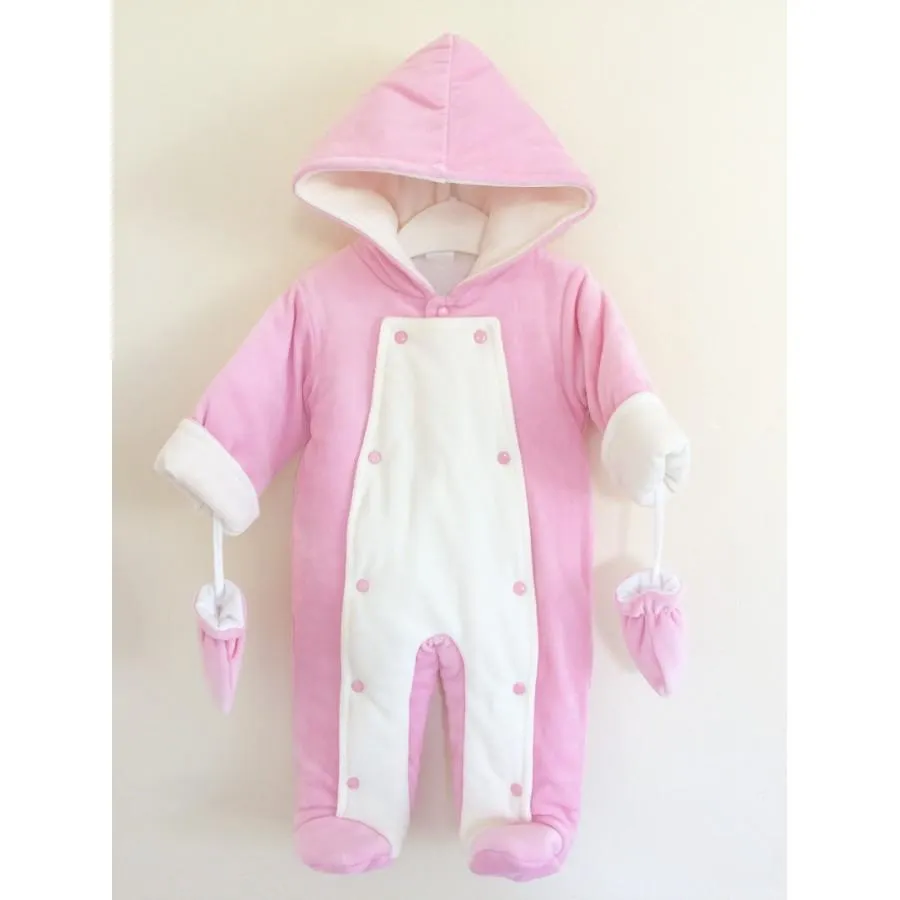 Baby Pink hooded Pram Suit