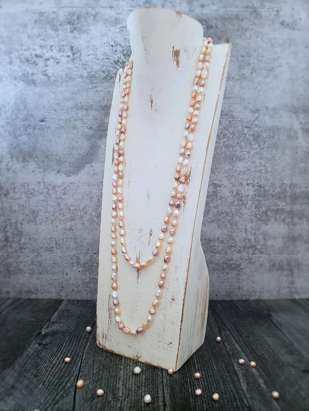 Baroque Pearl Necklace - Peachy Mix