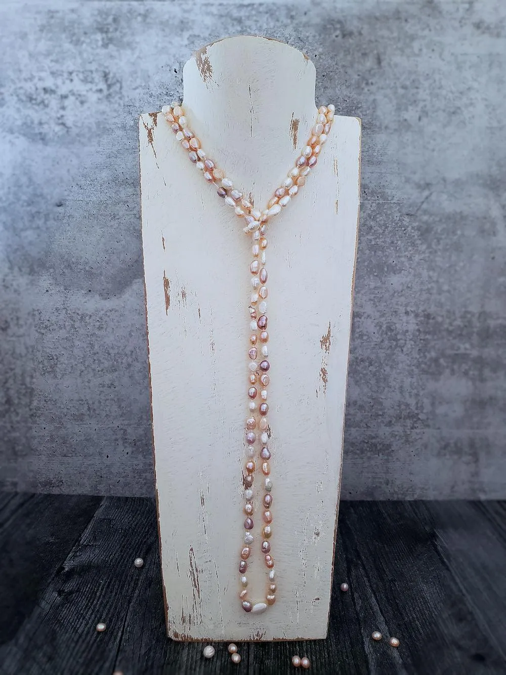 Baroque Pearl Necklace - Peachy Mix